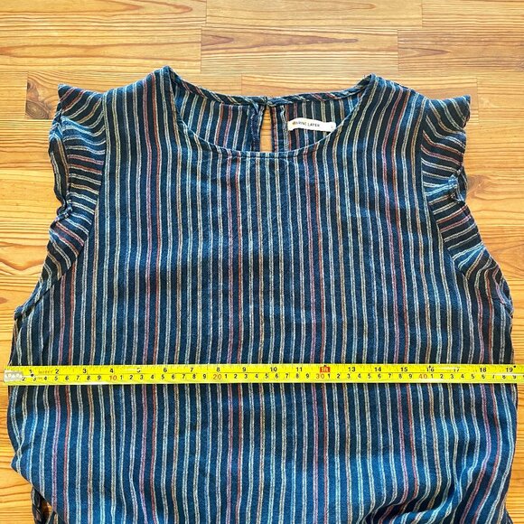 EUC Marine Layer Navy Rainbow‎ Stripe Laney Dress with Braided Belt Size Large - Picture 8 of 10